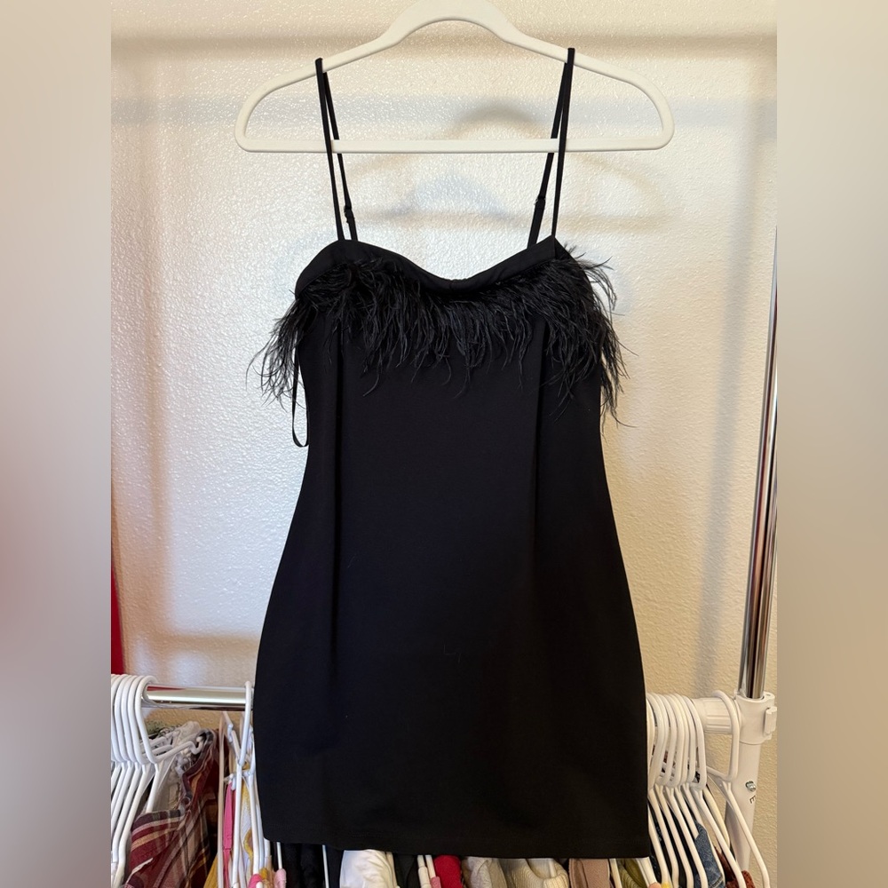 Wild Fable Black Dress with Feather Detail